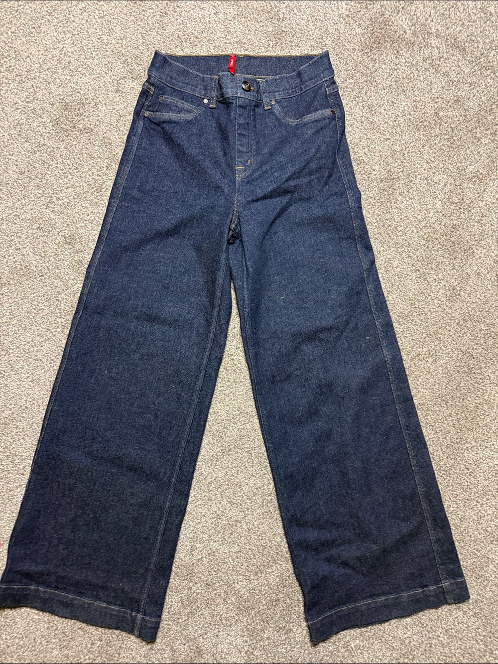 SPANX Women's Dark Blue Wide-Leg Denim Jeans